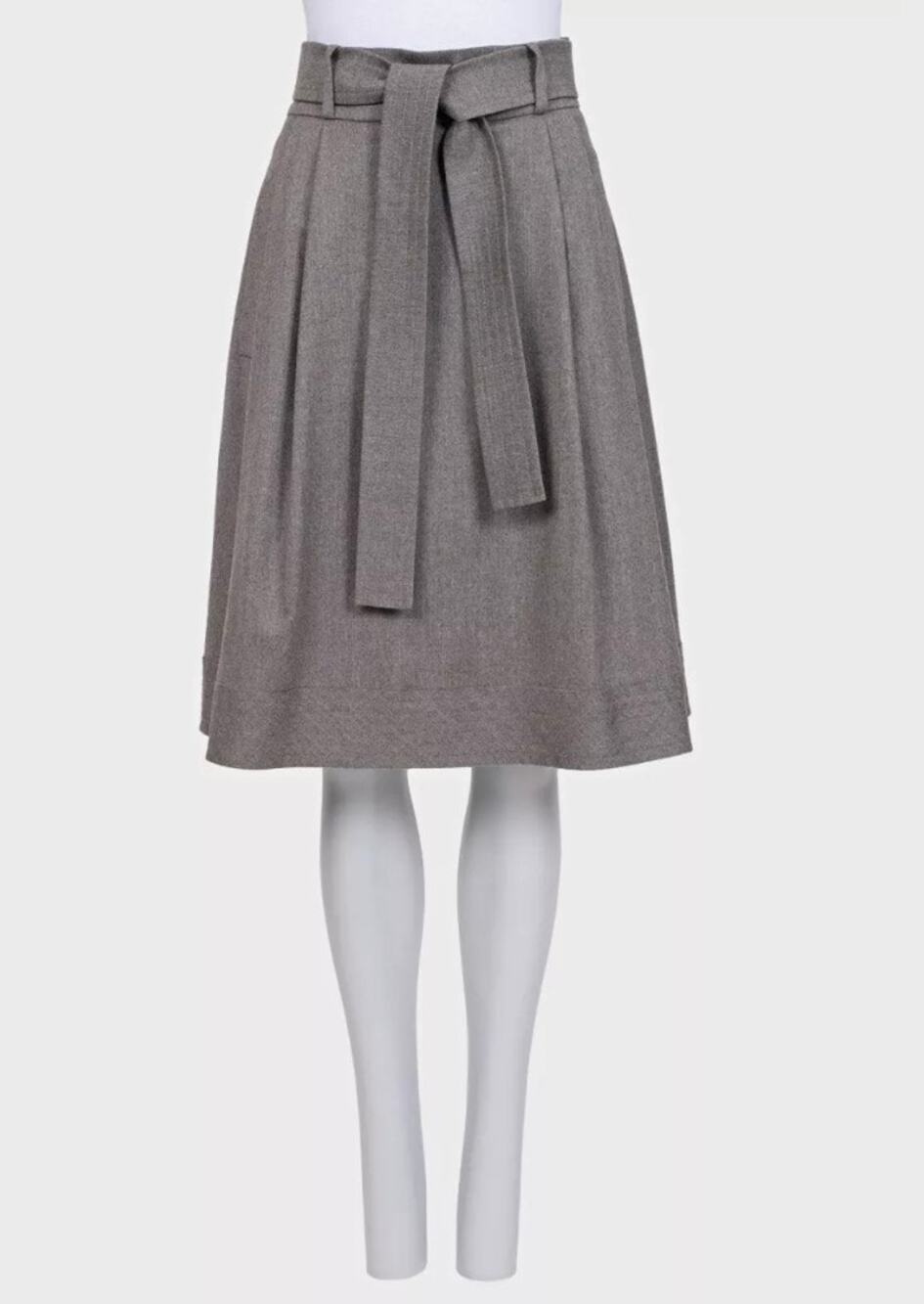 Oscar de la Renta Gray Wool A-Line Midi Skirt M